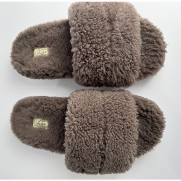 UGG Women's Gray Cozetta Plush Shearling‎ Slide Sandals Size 6 - Picture 3 of 12